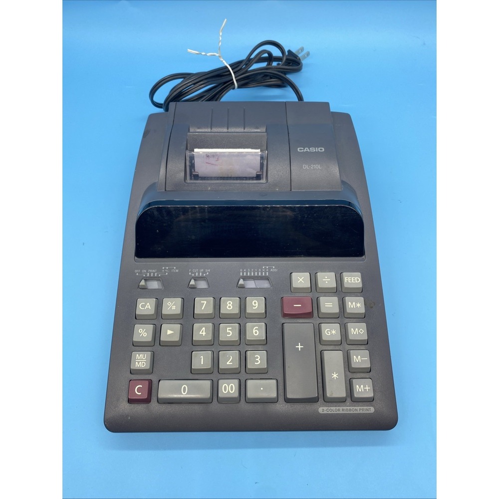 Casio DL-210L Adding Machine Calculator 2-Color Ribbon Print Tested Works